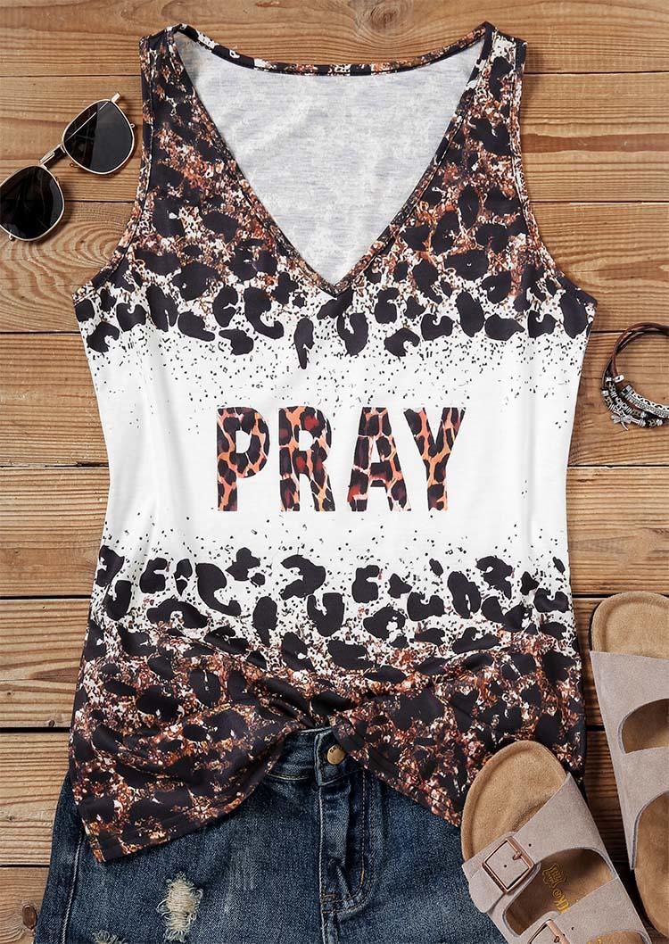 

Tank Tops Pray Leopard Glitter V-Neck Tank Top in Multicolor. Size: ,XL