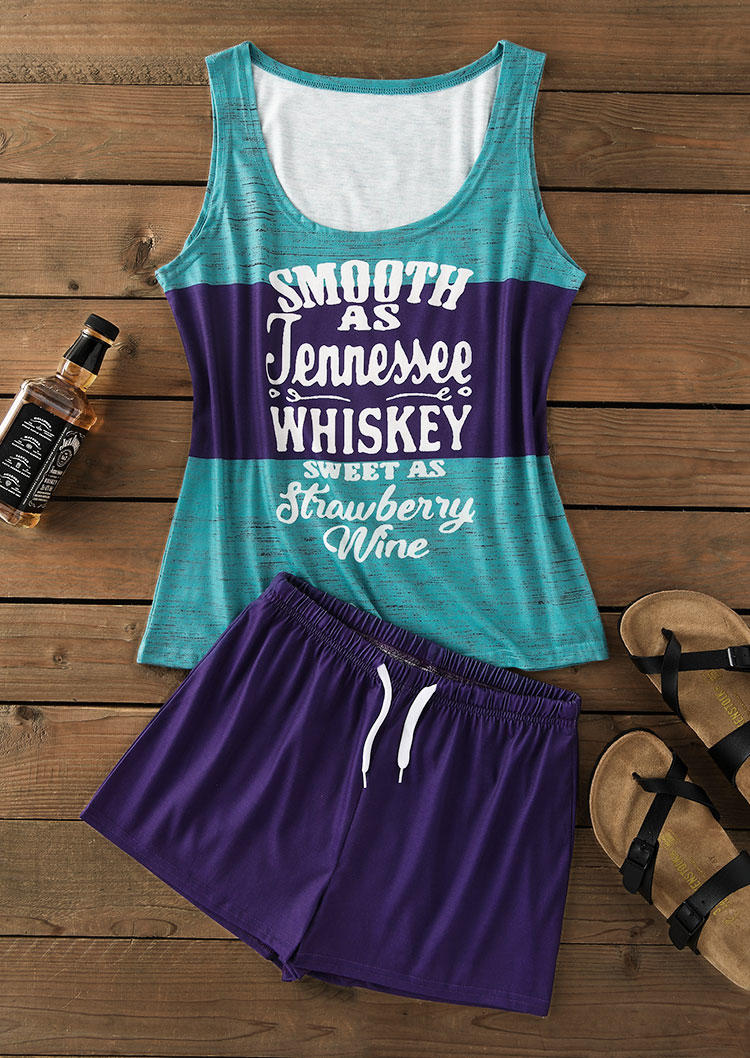 

Sleepwear Smooth As Tennessee Whiskey Sweet As Strawberry Wine Tank And Drawstring Shorts Pajamas Set in Blue. Size