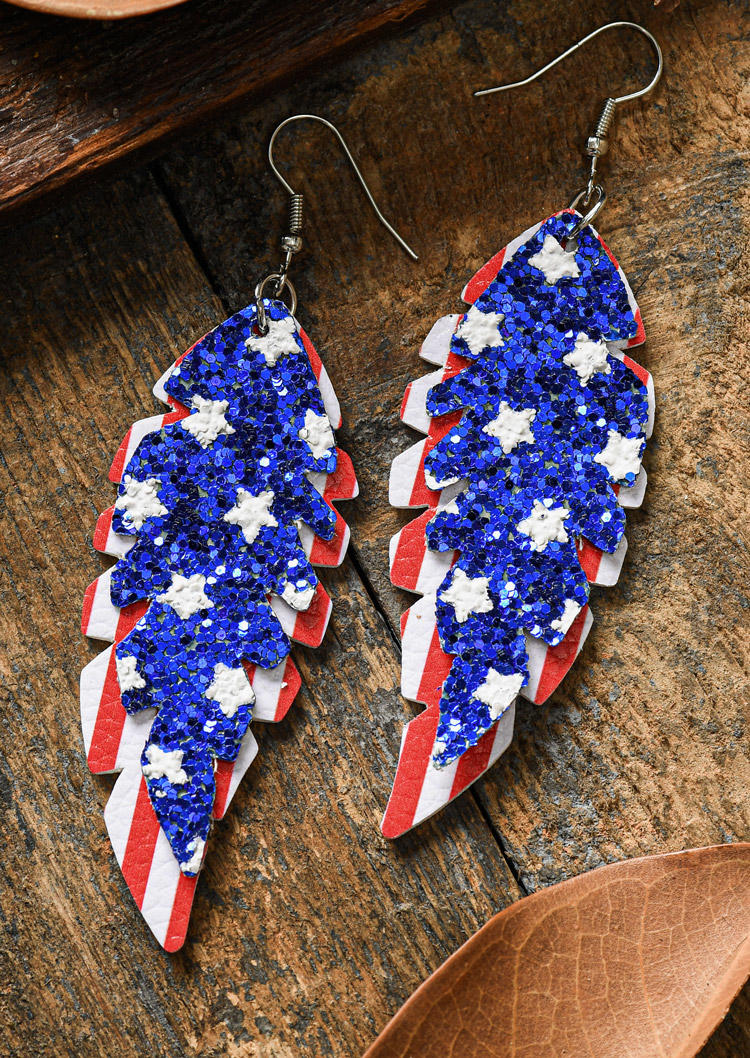

Earrings American Flag Leaf Hook Earrings in Multicolor. Size