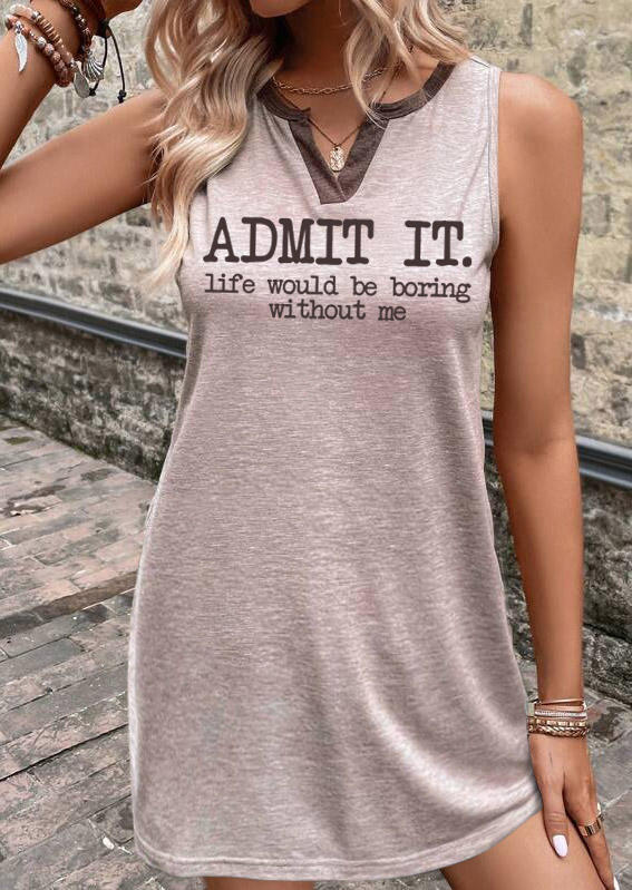 

Mini Dresses Admit It Life Would Be Boring Without Me Mini Dress - Light Khaki in Khaki. Size: L,M,,XL