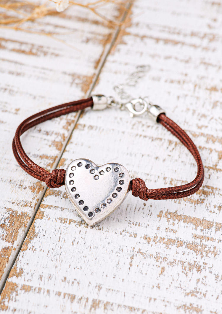 

Bracelet Vintage Heart Alloy Bracelet in Silver. Size
