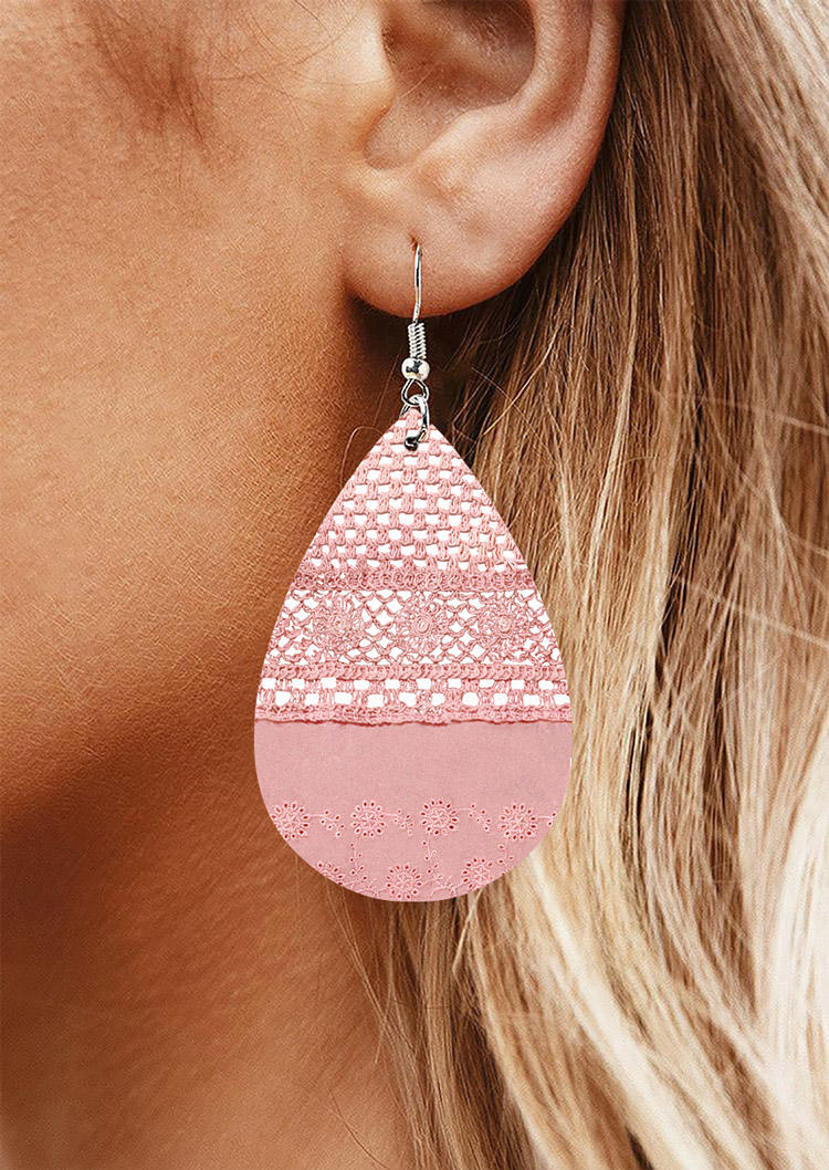 

Earrings Floral Water Drop Hook Earrings in Pink. Size