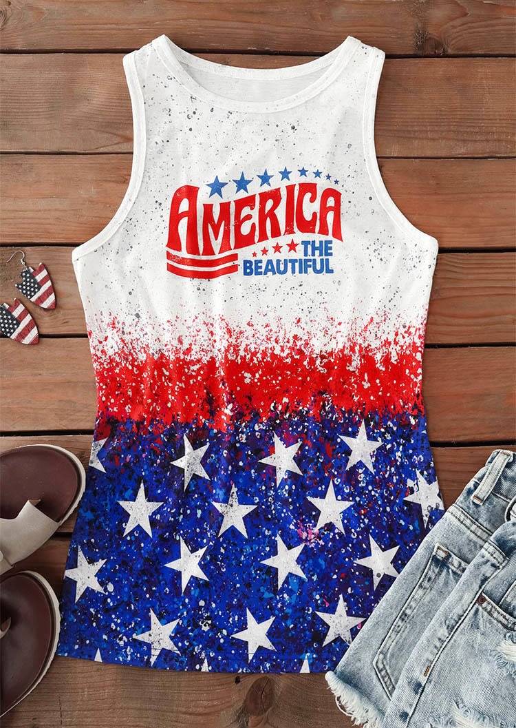 

Tank Tops America The Beautiful Star Tank Top in Multicolor. Size: L,M,,XL