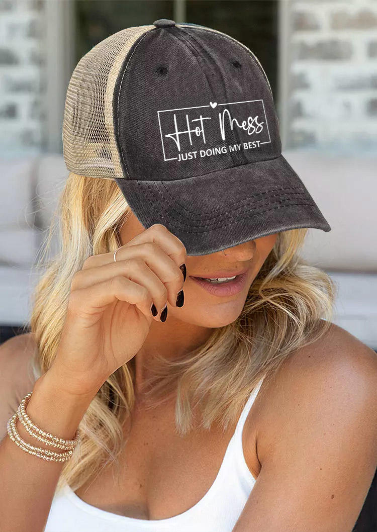 

Hats Hot Mess Just Doing My Best Baseball Cap in Black. Size