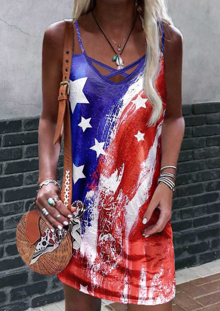 American Flag Tie Dye Mini Dress