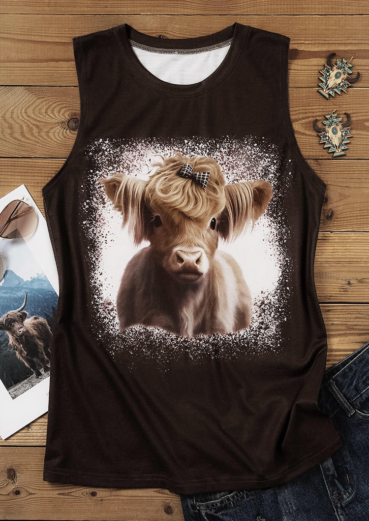 

Tank Tops Highland Cattle Bleached O-Neck Tank Top in Brown. Size