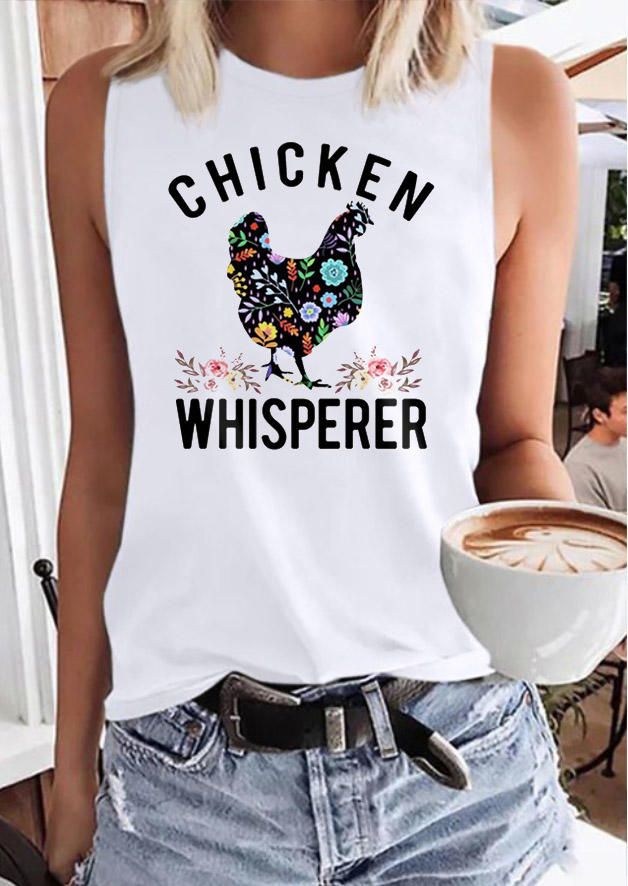 

Tank Tops Chicken Whisperer Floral Tank Top in White. Size