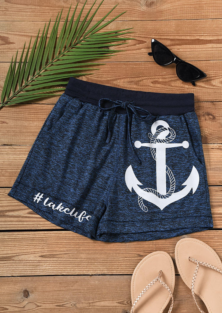 

Shorts Lake Life Anchor Drawstring Pocket Shorts in Blue. Size