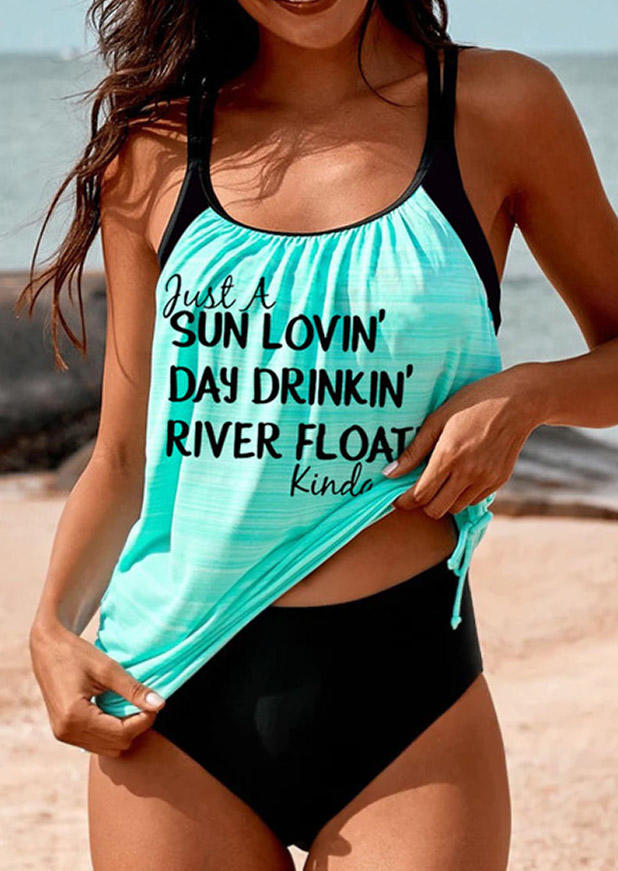 

Tankinis Just A Sun Lovin' Day Drinkin' River Floatin Kinda Girl Tankini Set in Multicolor. Size