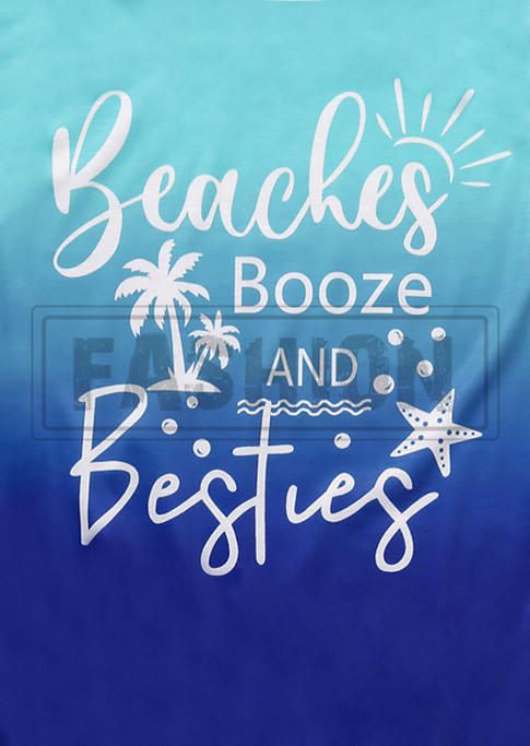 Beaches Booze And Besties Gradient Coconut Tree Tank