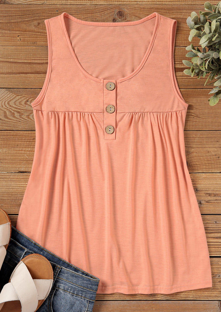 

Tank Tops Ruffled Button Sweet Tank Top in Pink. Size: M,,XL