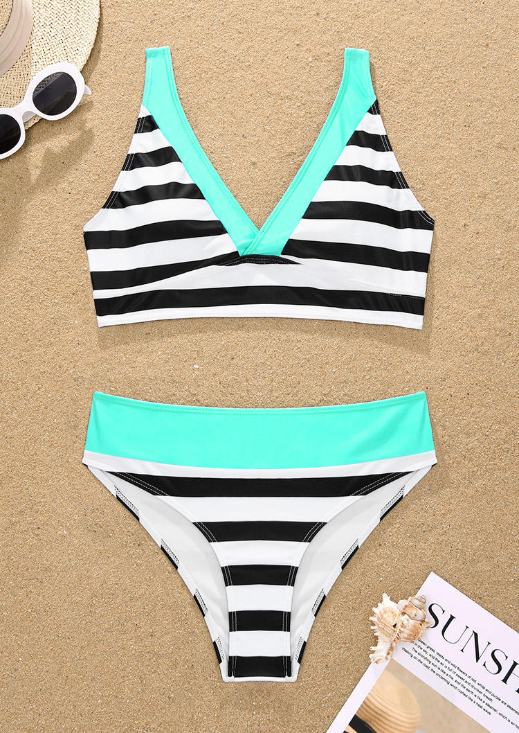 

Bikini Sets Striped Color Block Bikini Set in Multicolor. Size: L,M,,XL