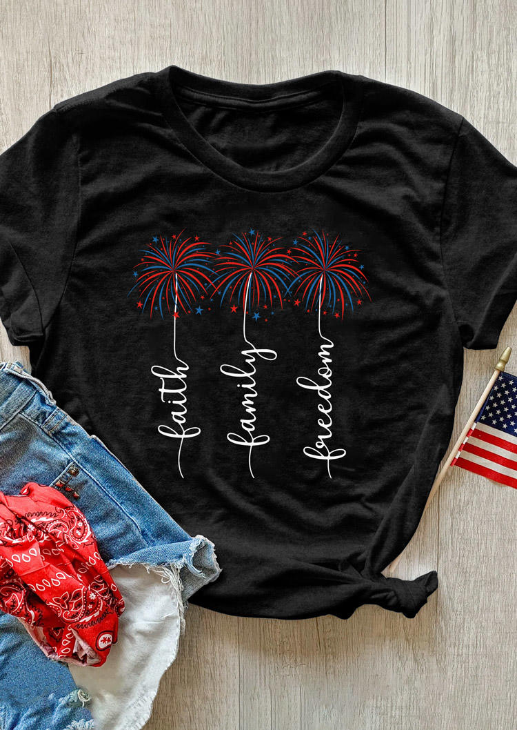 

T-shirts Tees Faith Family Freedom Fireworks T-Shirt Tee - Dark Grey in Gray. Size