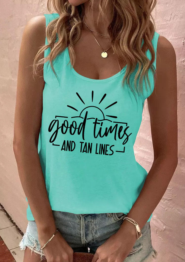 

Tank Tops Good Times And Tan Lines Tank Top - Cyan in Blue. Size: L