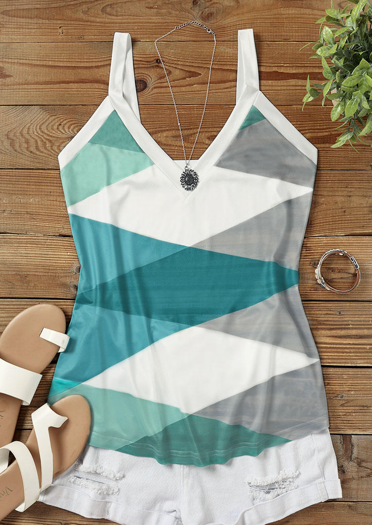 

Tank Tops Color Block Argyle Thick Strap Tank Top in Multicolor. Size