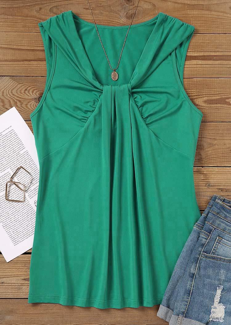 

Tank Tops Ruffled Twist Sleeveless Tank Top in Green. Size: L,M,,XL