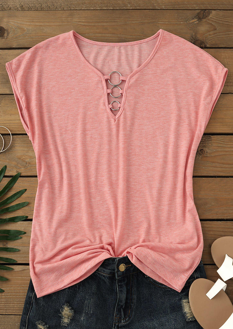 

Blouses Hollow Out Circular Blouse in Pink. Size: L,M,,XL