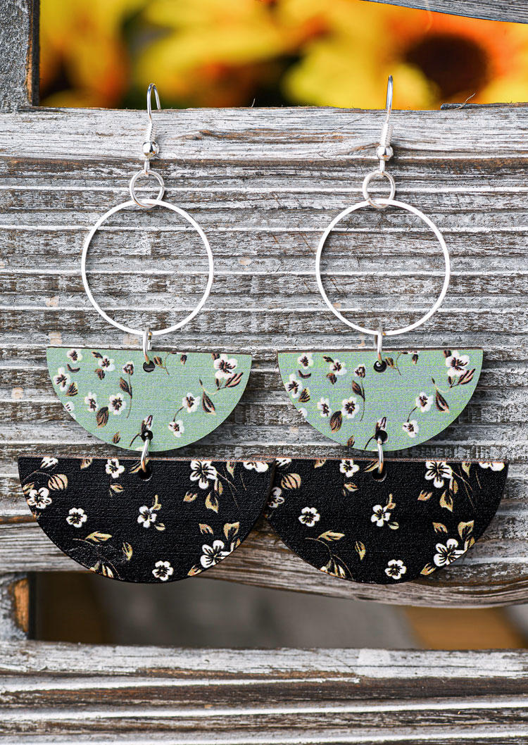 

Earrings Floral Semicircle Alloy Hook Earrings in Multicolor. Size