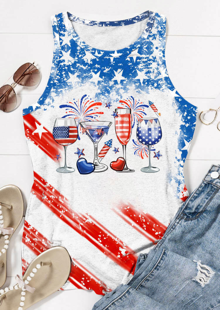 

Tank Tops American Flag Drink Heart Tank Top in Multicolor. Size: ,XL