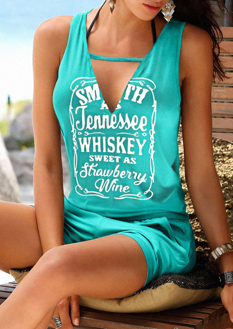 

Jumpsuits & Rompers Whiskey Sweet As Strawberry Wine Hollow Out Pocket Romper - Cyan in Blue. Size: L,M,,XL