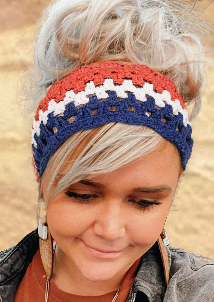 

Color Block Crochet Knitted Headband in Multicolor. Size