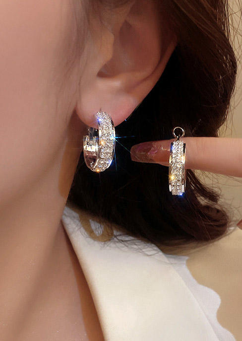 

Earrings Rhinestone Alloy Elegant Earrings in Silver. Size