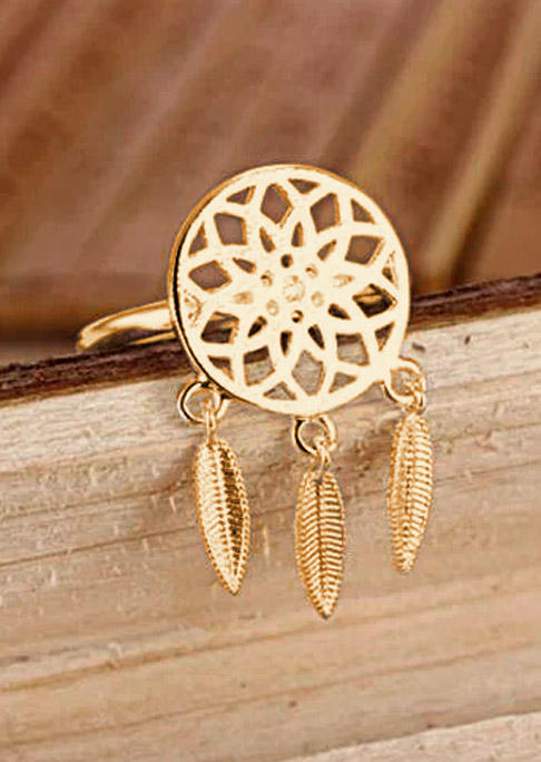 Dreamcatcher Hollow Out Feather Adjustable Alloy Ring