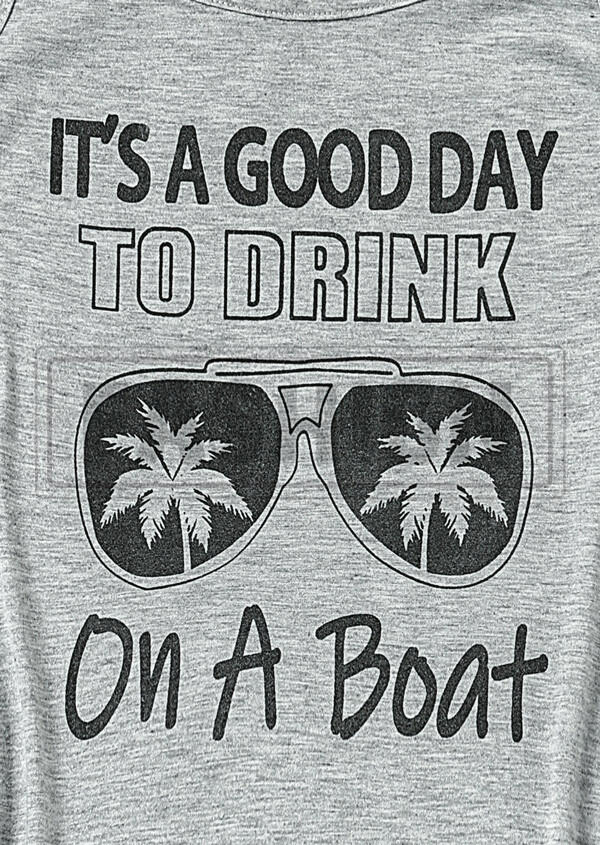 It's A Good Day To Drink On A Boat Coconut Tree Twist Hollow Out Mini Dress - Gray