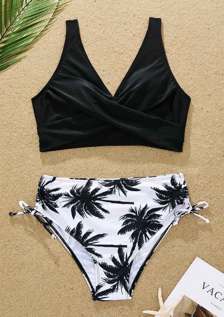 

Bikini Sets Coconut Tree Criss-Cross Bikini Set in Multicolor. Size