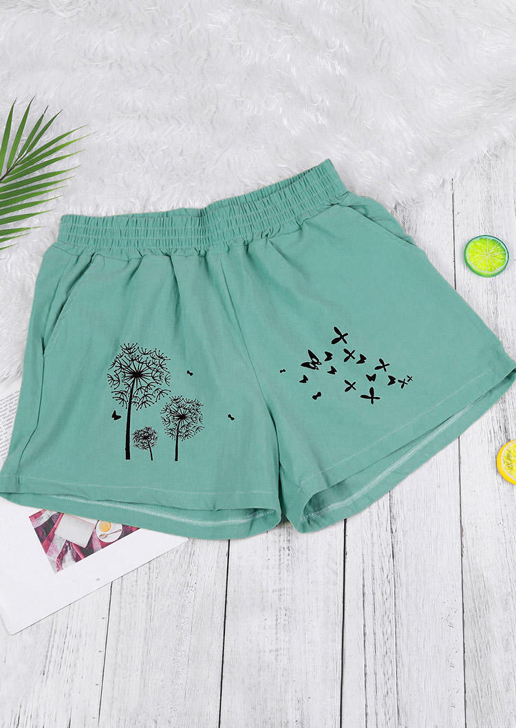 

Shorts Butterfly Dandelion Elastic Waist Shorts in Blue. Size