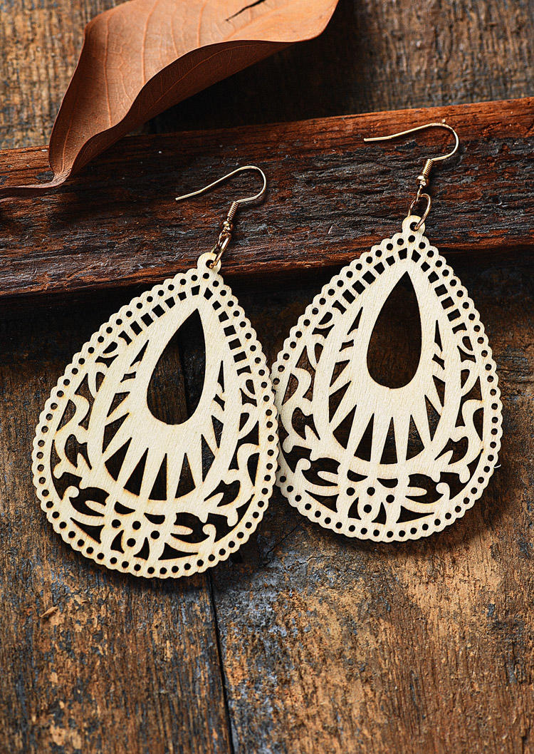 

Earrings Hollow Out Water Drop Earrings in White. Size