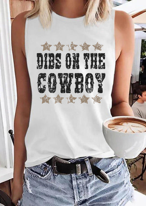 

Tank Tops Dibs On The Cowboy O-Neck Tank Top in White. Size