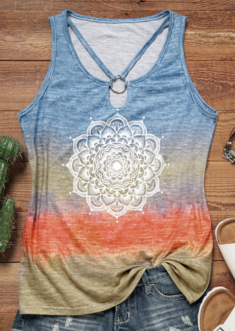 

Tank Tops Gradient Hollow Out Irregular Collar Tank Top in Multicolor. Size