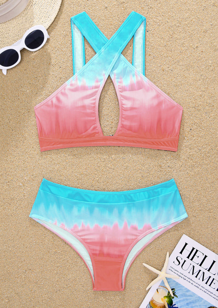 

Bikini Sets Gradient Criss-Cross Hollow Out Bikini Set in Multicolor. Size: M