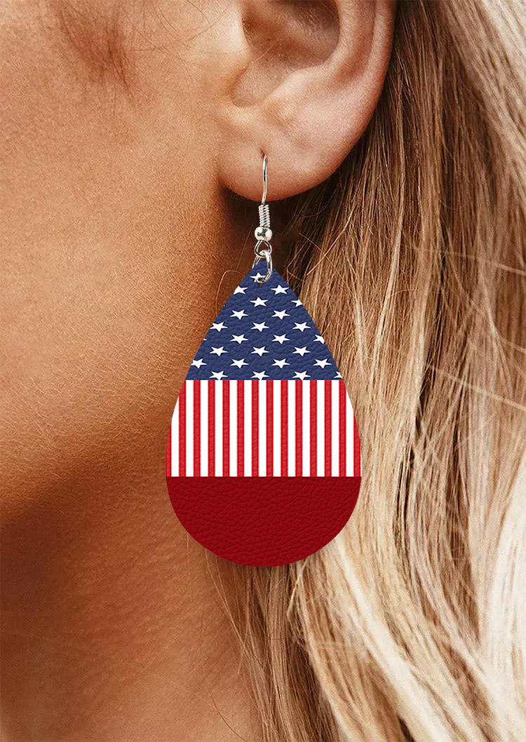 

Earrings American Flag Water Drop Earrings in Multicolor. Size
