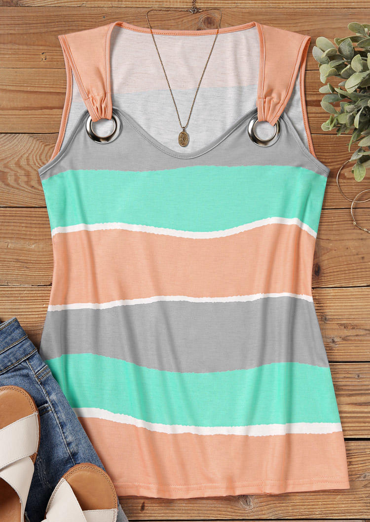 

Tank Tops Color Block Hollow Out Tank Top in Multicolor. Size: ,XL