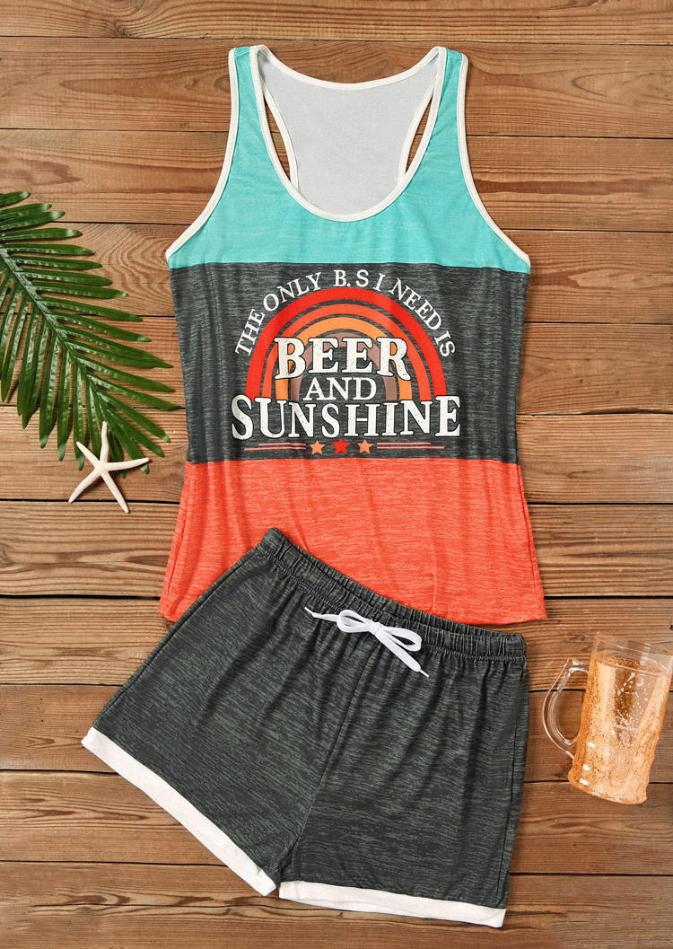 

Sleepwear The Only B.S I Need Is Beer And Sunshine Tank And Shorts Pajamas Set in Multicolor. Size