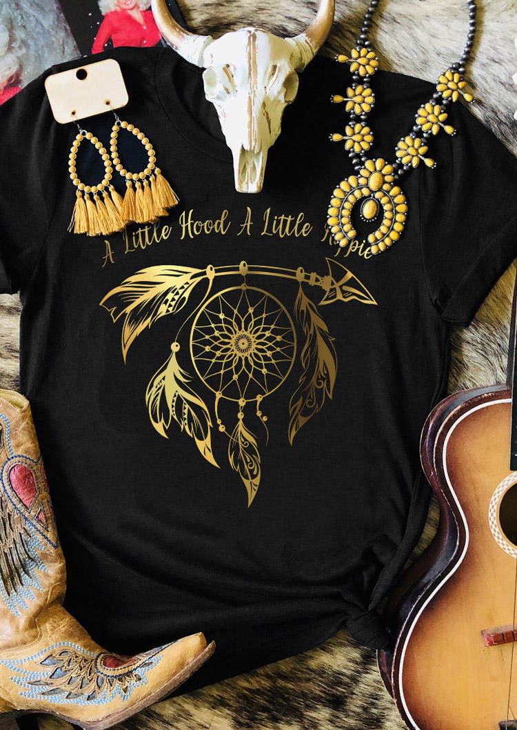 

T-shirts Tees A Little Hood A Little Hippie Dreamcatcher Arrow T-Shirt Tee in Black. Size