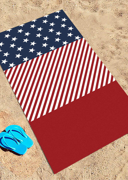 

Blanket American Flag Color Block Beach Blanket in Multicolor. Size
