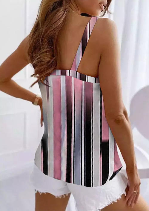 

Tank Tops Vertical Striped Gradient V-Neck Camisole in Multicolor. Size: M,,XL
