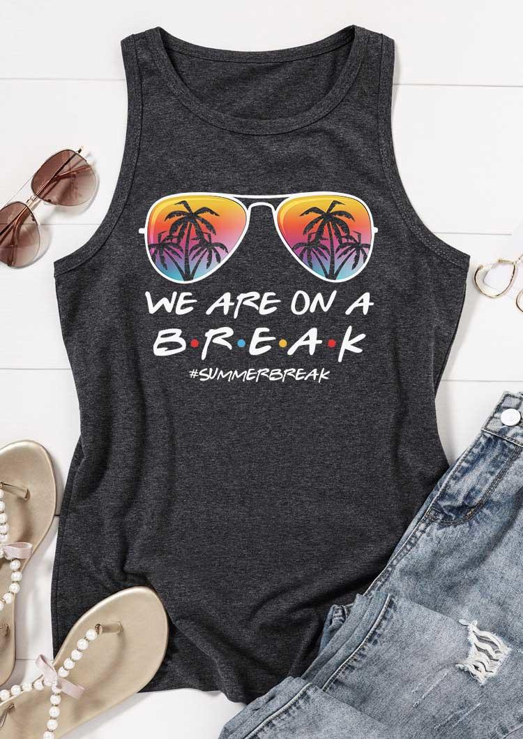 

Tank Tops We Are On A Break Summerbreak Coconut Tree Tank Top - Dark Grey in Gray. Size