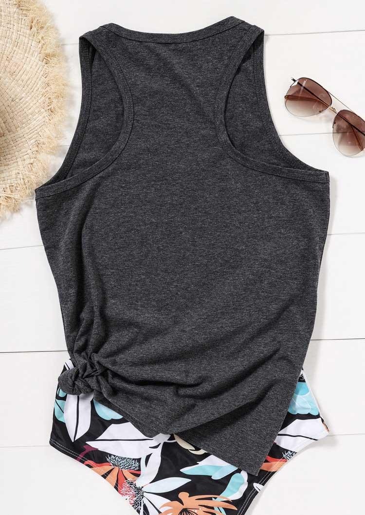 We Are On A Break Summerbreak Coconut Tree Tank - Dark Grey