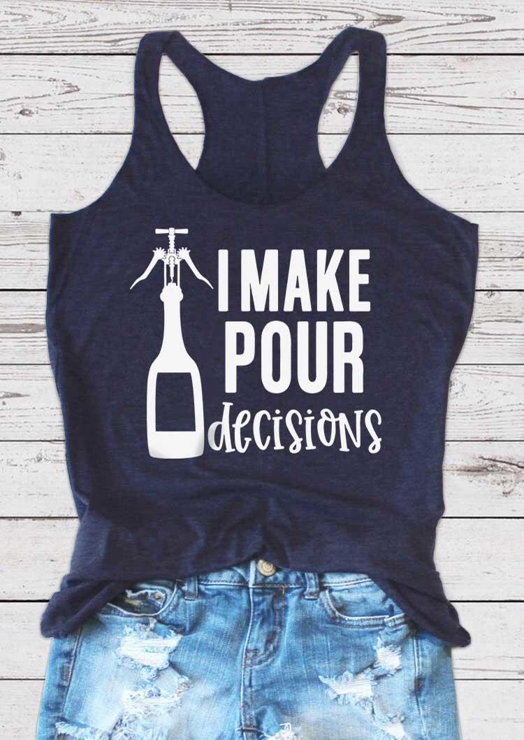 

Tank Tops I Make Pour Decisions Racerback Tank Top - Navy Blue in Blue. Size: L,M,,XL