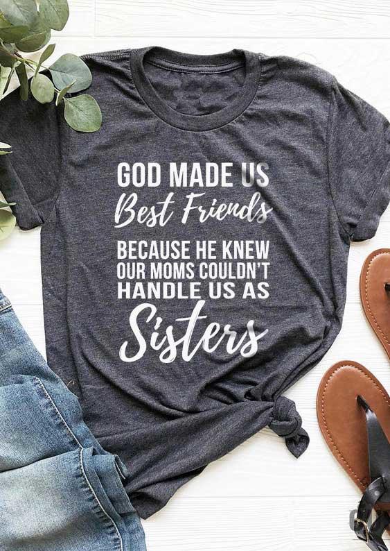 

T-shirts Tees God Made Us Best Friends T-Shirt Tee - Dark Grey in Gray. Size
