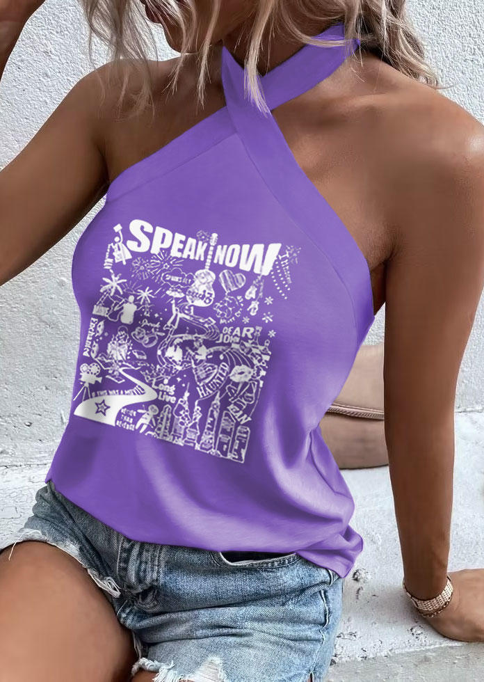 

Tank Tops Speak Now Hollow Out Halter Tank Top in Purple. Size: L,M,,XL