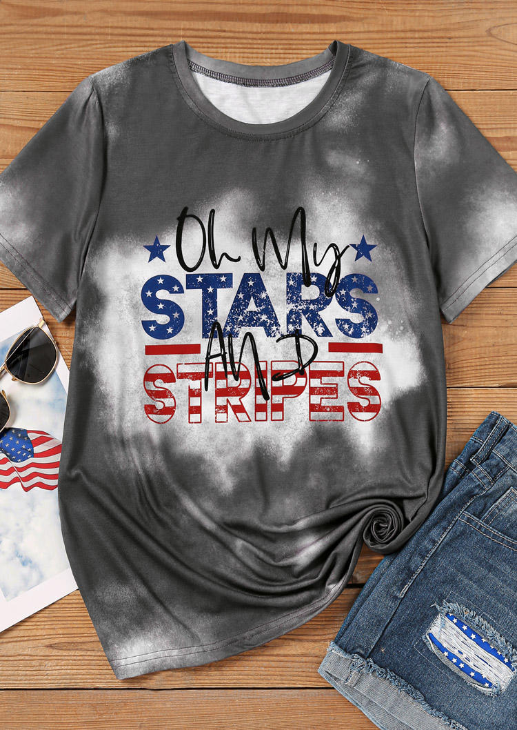 

T-shirts Tees Oh My Stars And Stripes Tie Dye T-Shirt Tee in Multicolor. Size