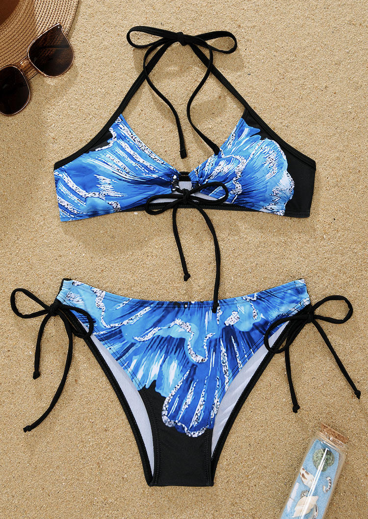 

Bikini Sets Floral Drawstring Halter Bikini Set in Multicolor. Size