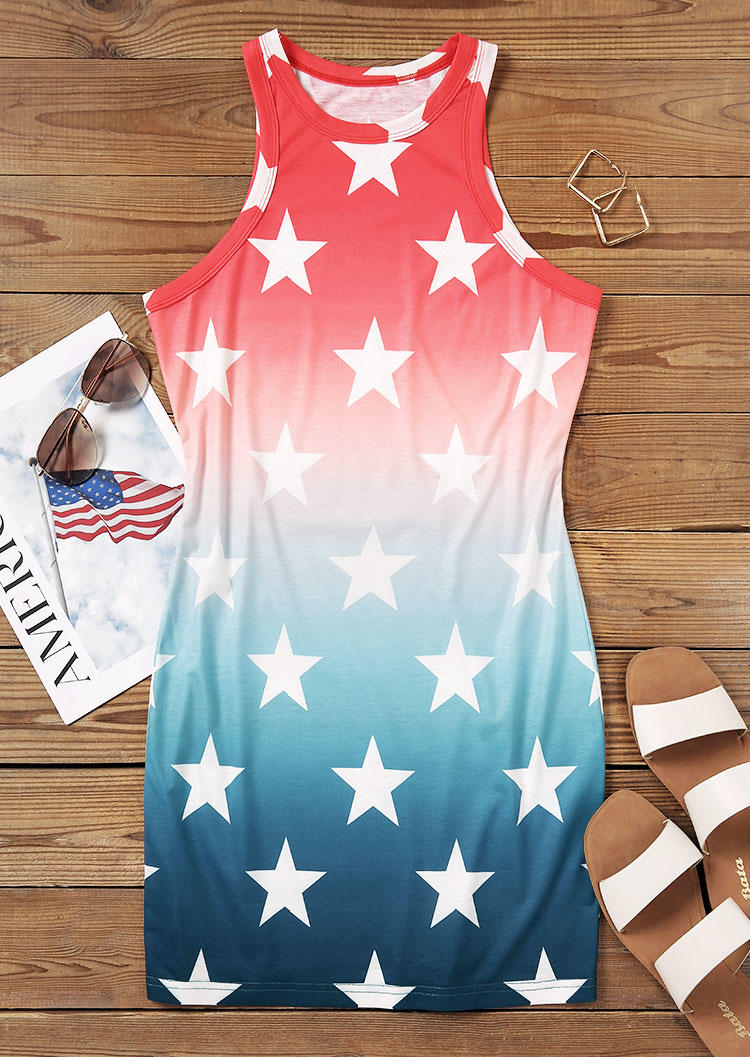 

Mini Dresses Gradient Star Sleeveless Mini Dress in Multicolor. Size