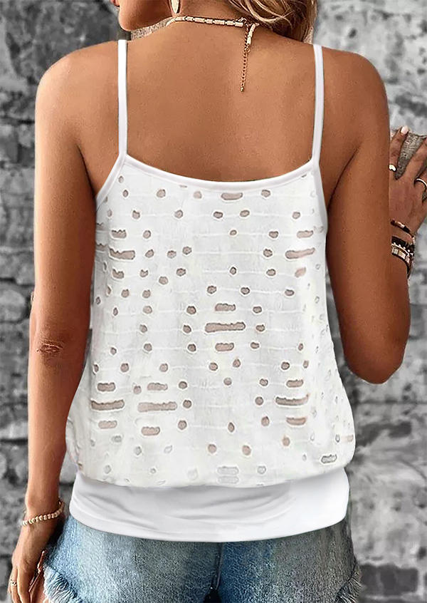 

Tank Tops Hollow Out Lace Splicing Camisole in White. Size: L,M,,XL