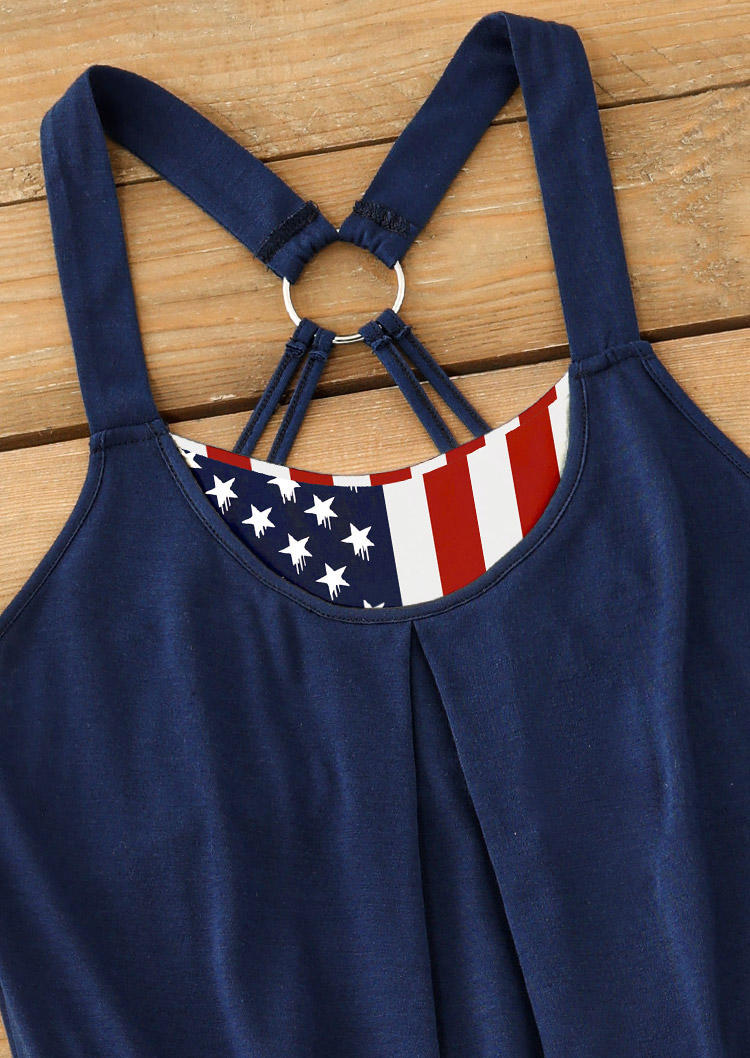 American Flag Ruffled Hollow Out Mini Dress